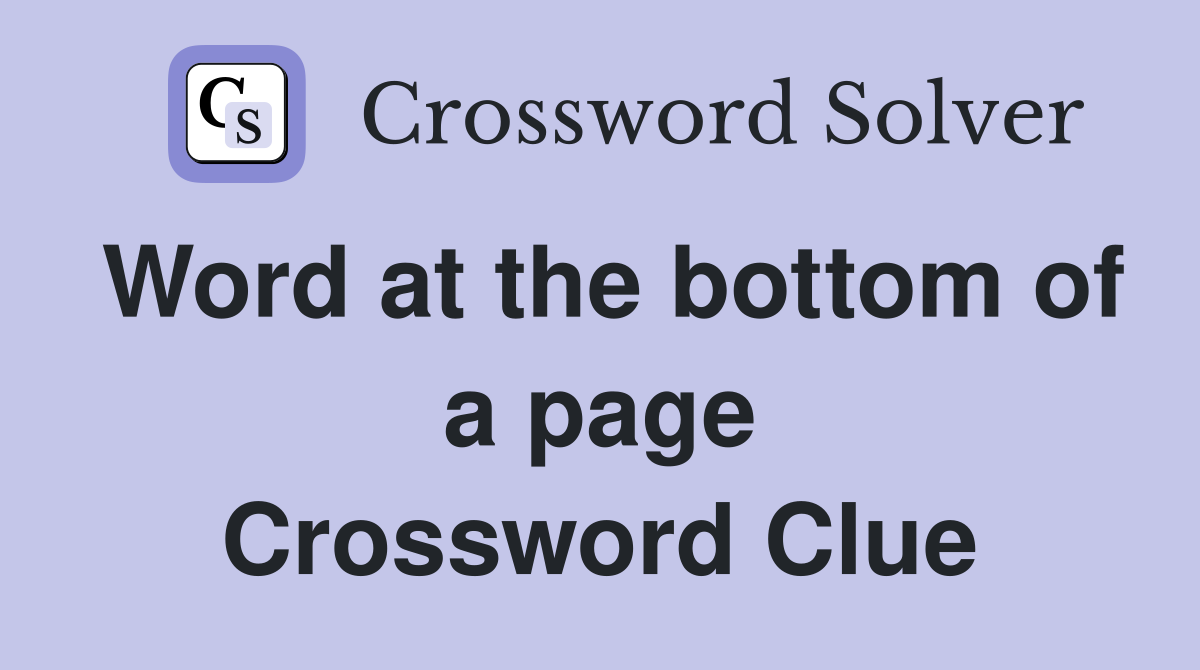 Word at the bottom of a page Crossword Clue