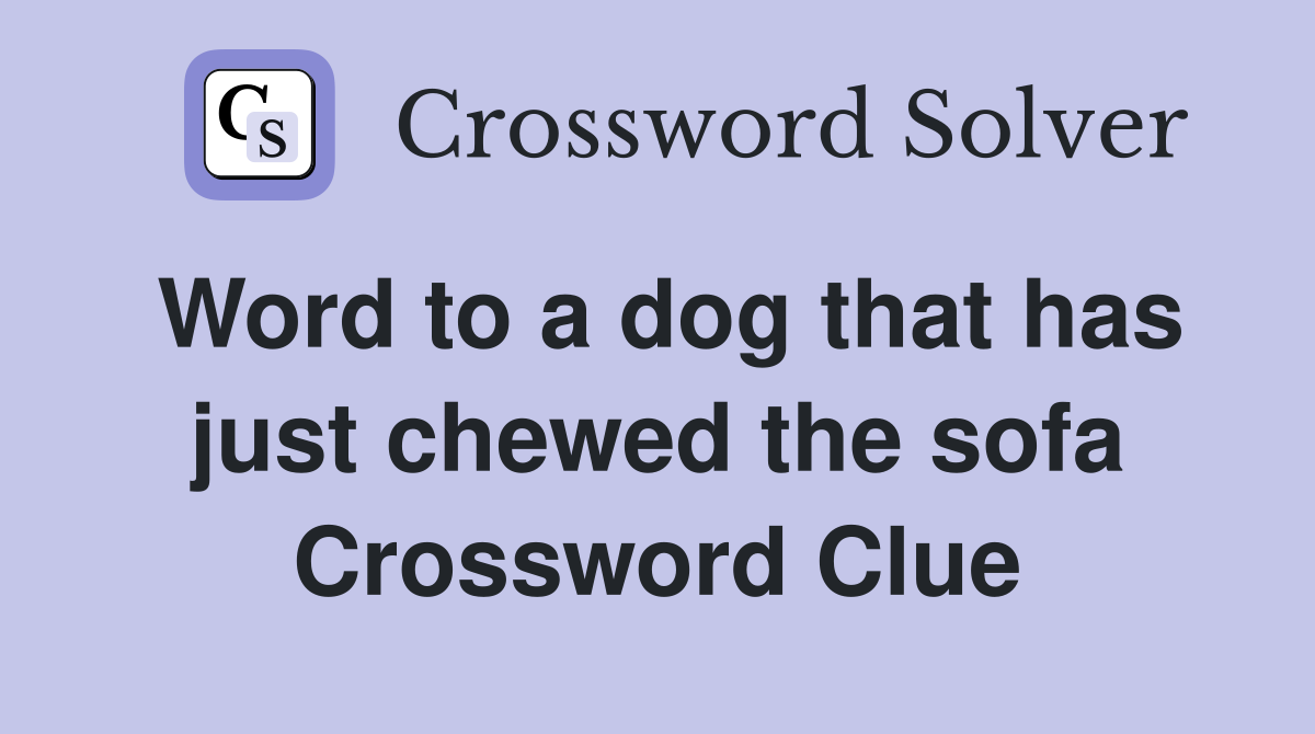 Word to a dog that has just chewed the sofa Crossword Clue