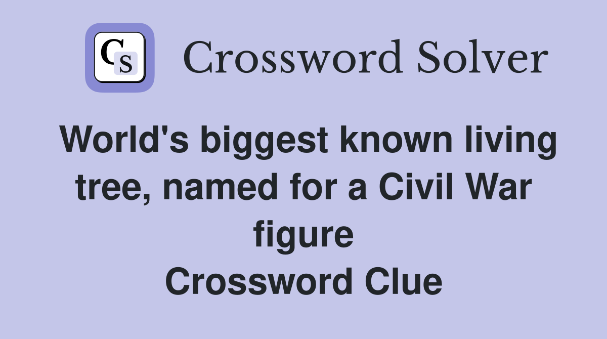 World's biggest known living tree, named for a Civil War figure Crossword Clue