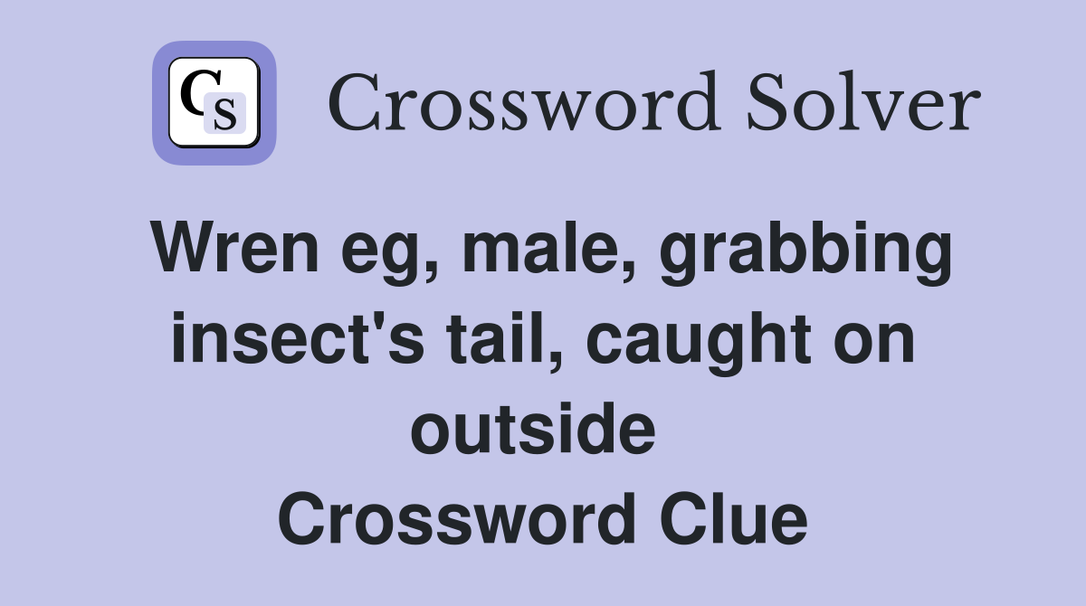 Wren eg, male, grabbing insect's tail, caught on outside  Crossword Clue