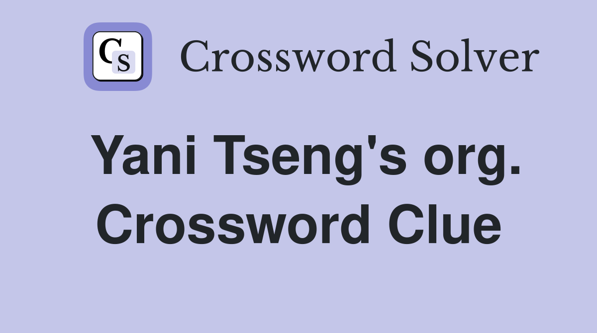 Yani Tseng's org. Crossword Clue