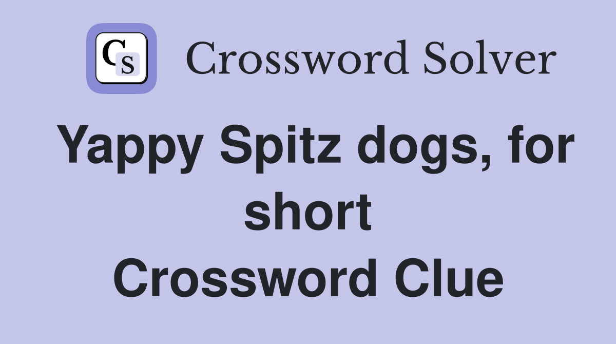 Yappy Spitz dogs, for short Crossword Clue