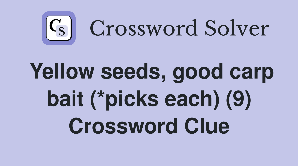 Yellow seeds, good carp bait (*picks each) (9) Crossword Clue