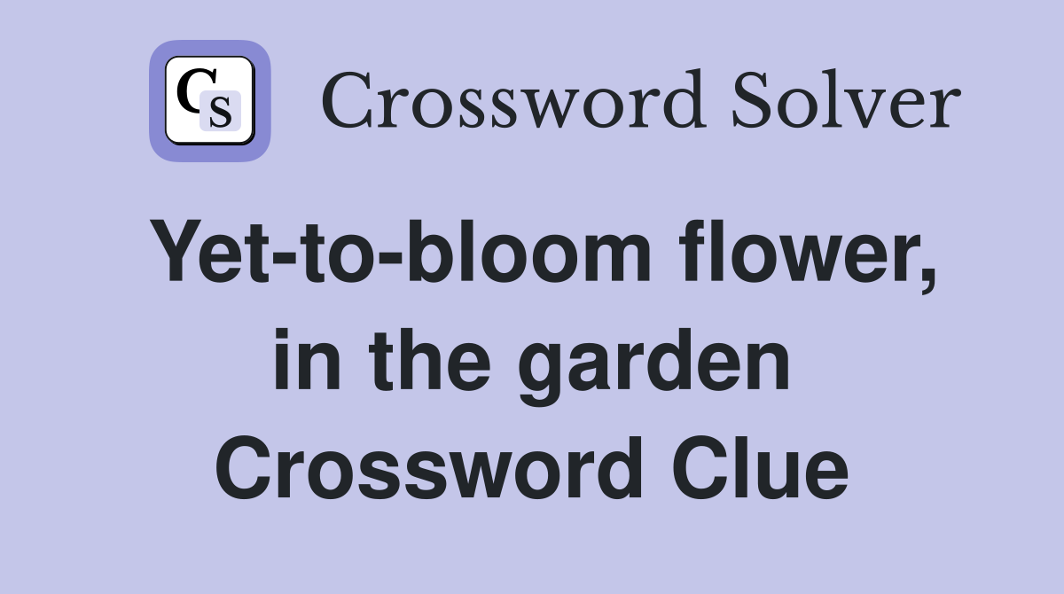 Yet-to-bloom flower, in the garden Crossword Clue