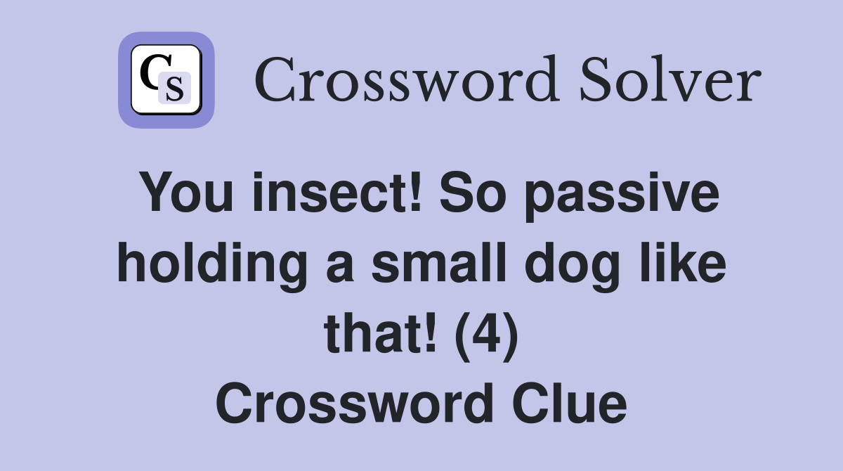 You insect! So passive holding a small dog like that! (4) Crossword Clue