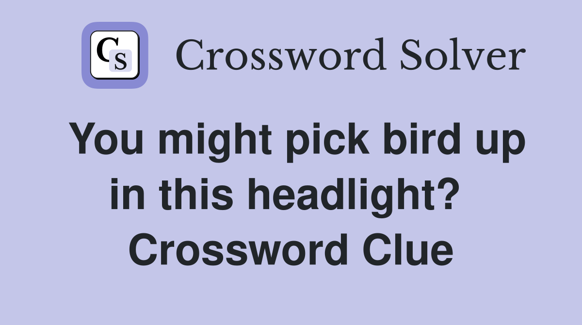 You might pick bird up in this headlight?  Crossword Clue