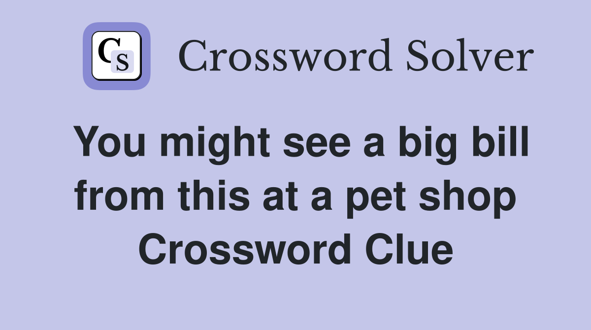 You might see a big bill from this at a pet shop Crossword Clue