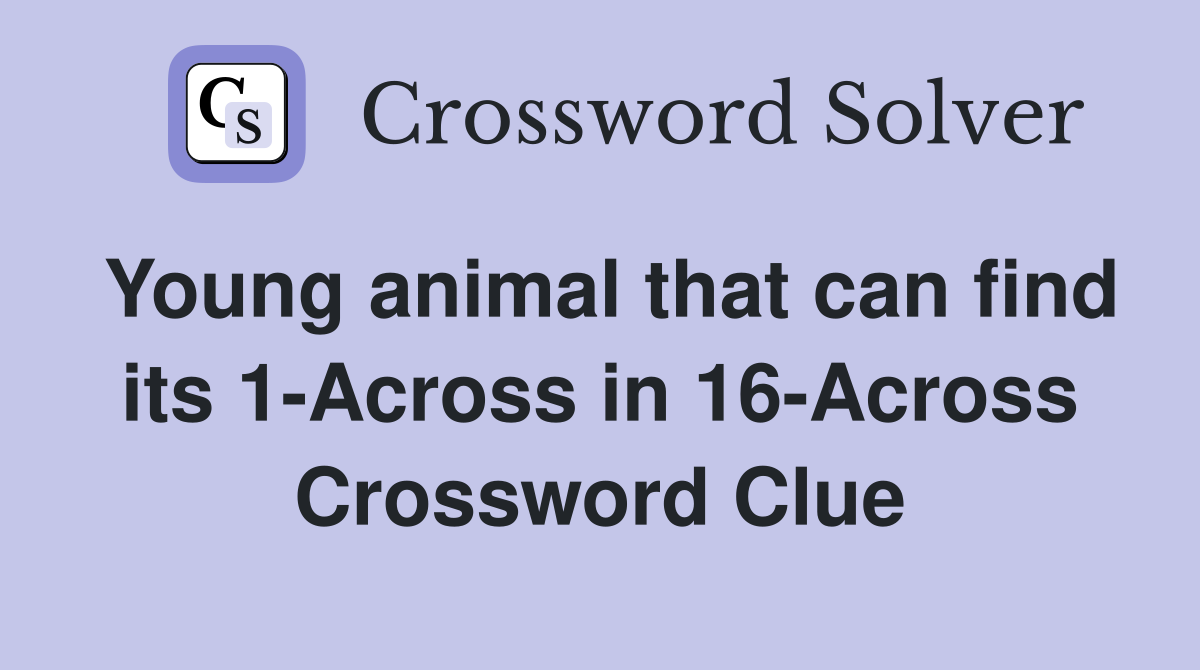 Young animal that can find its 1-Across in 16-Across Crossword Clue