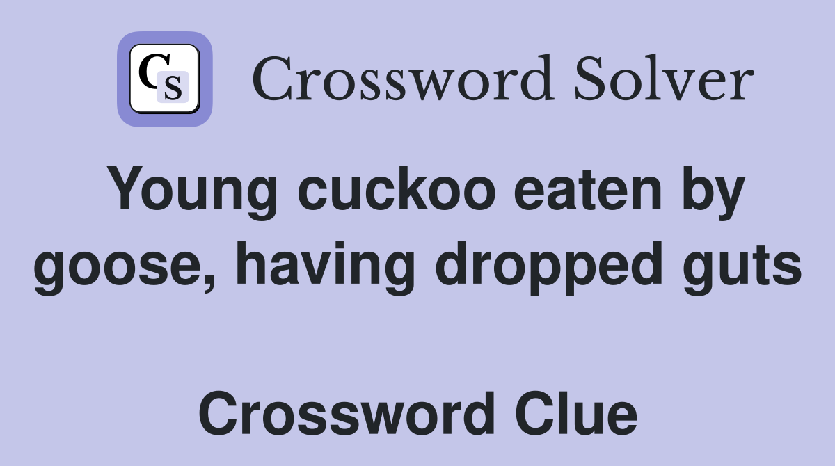 Young cuckoo eaten by goose, having dropped guts  Crossword Clue