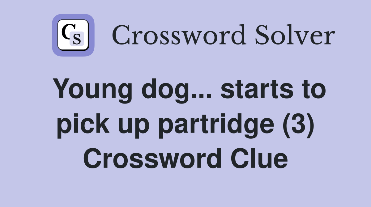 Young dog... starts to pick up partridge (3) Crossword Clue