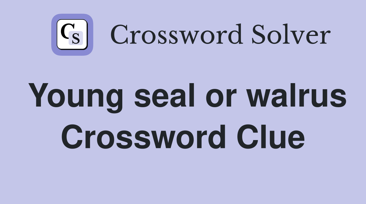 Young seal or walrus Crossword Clue