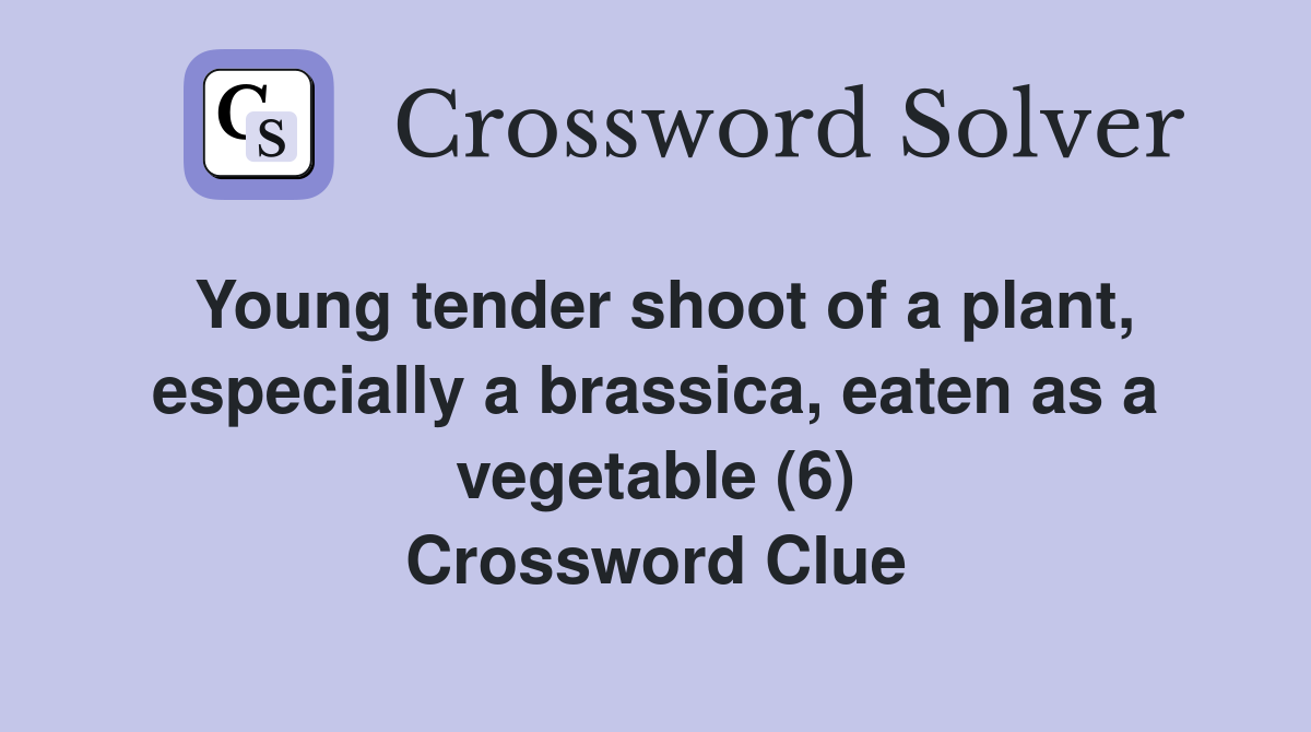 Young tender shoot of a plant, especially a brassica, eaten as a vegetable (6) Crossword Clue