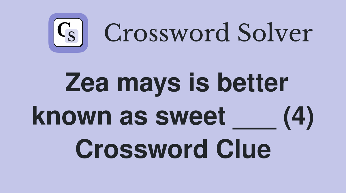 Zea mays is better known as sweet ___ (4) Crossword Clue