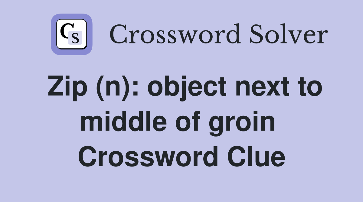 Zip (n): object next to middle of groin  Crossword Clue