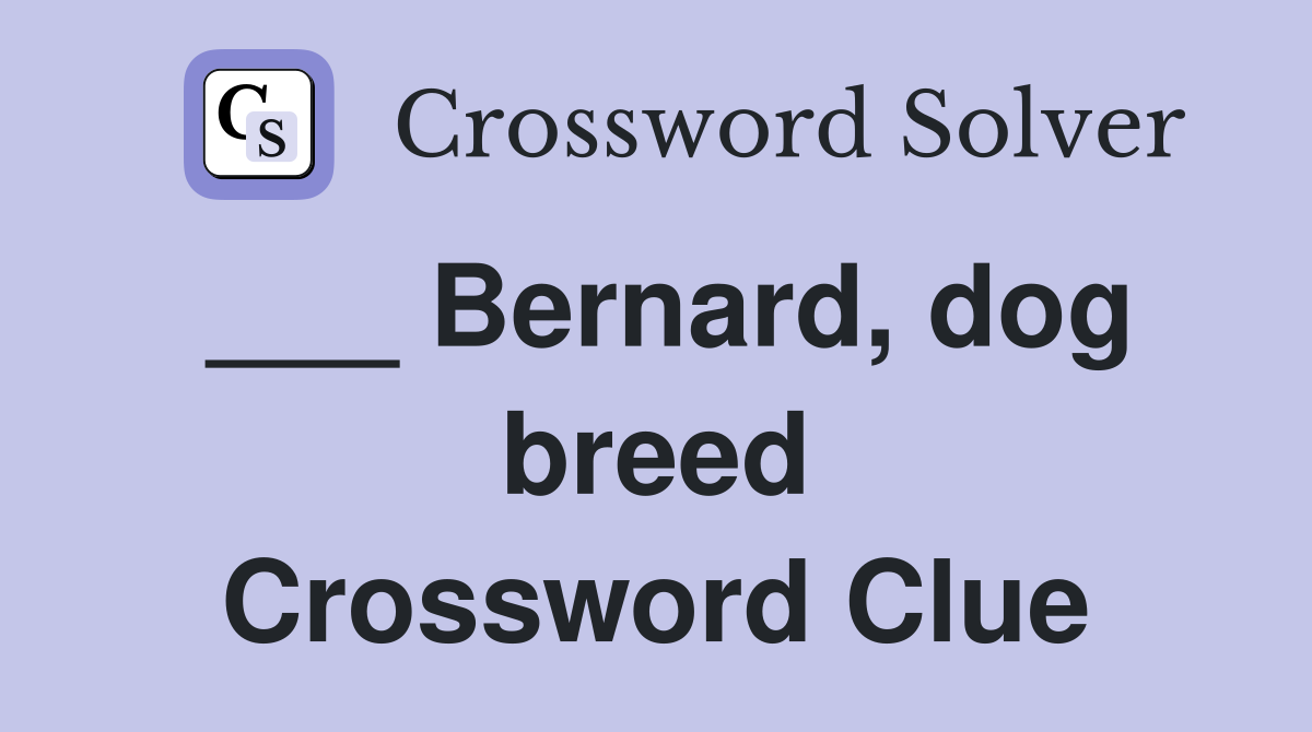 ___ Bernard, dog breed Crossword Clue