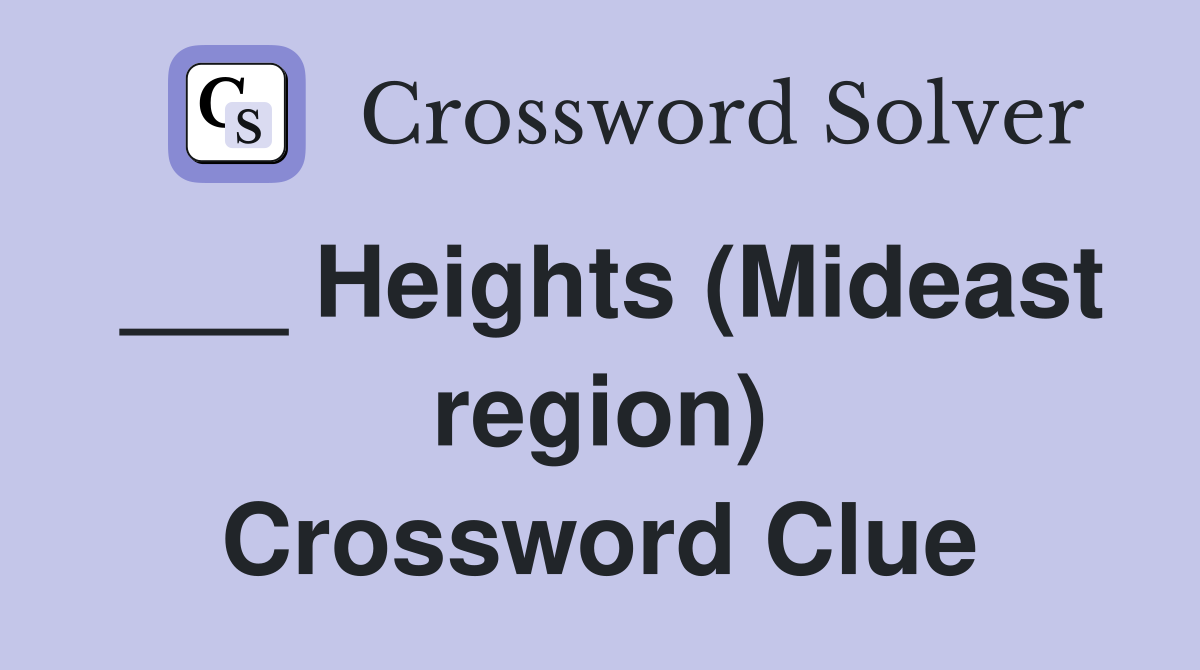 ___ Heights (Mideast region) Crossword Clue