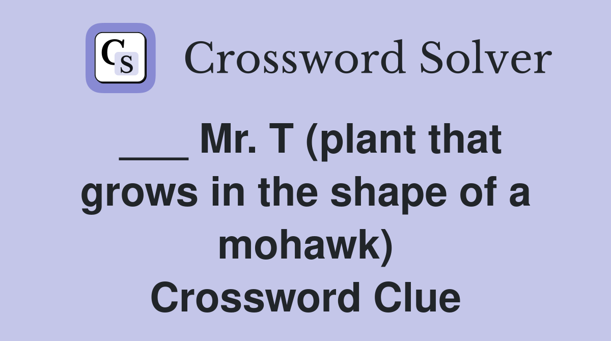 ___ Mr. T (plant that grows in the shape of a mohawk) Crossword Clue