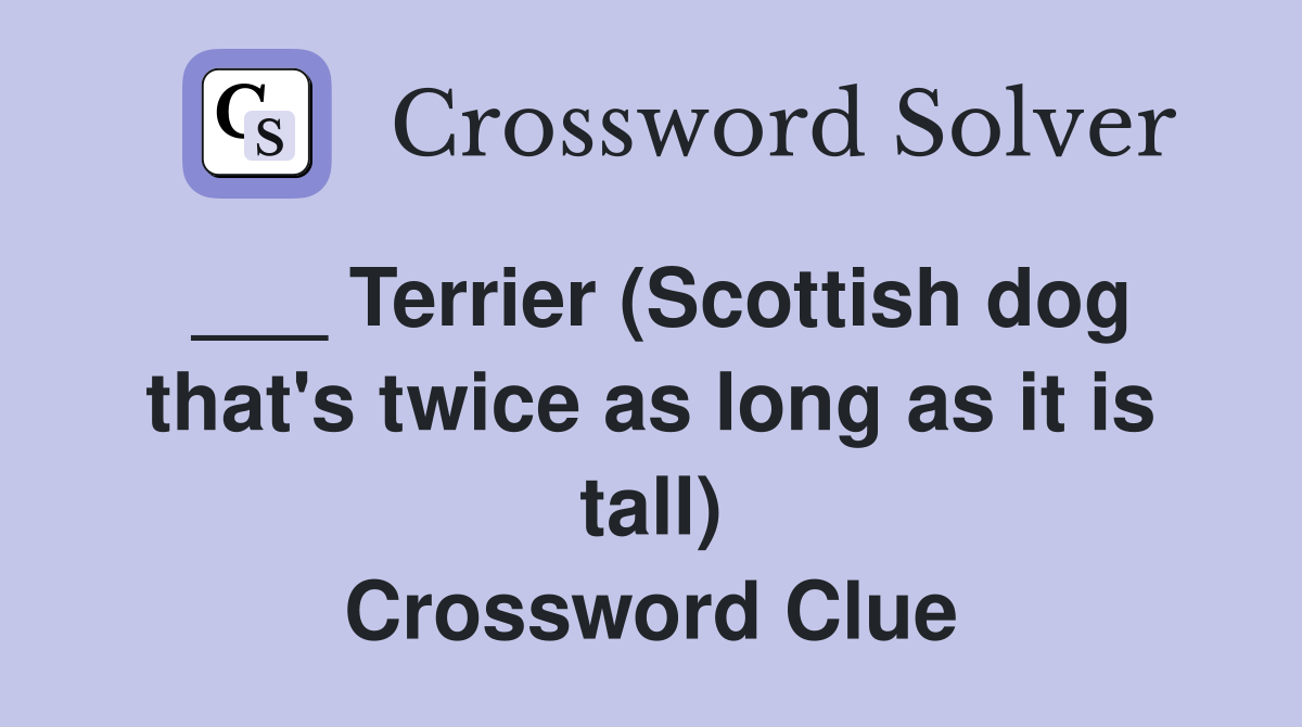 ___ Terrier (Scottish dog that's twice as long as it is tall) Crossword Clue