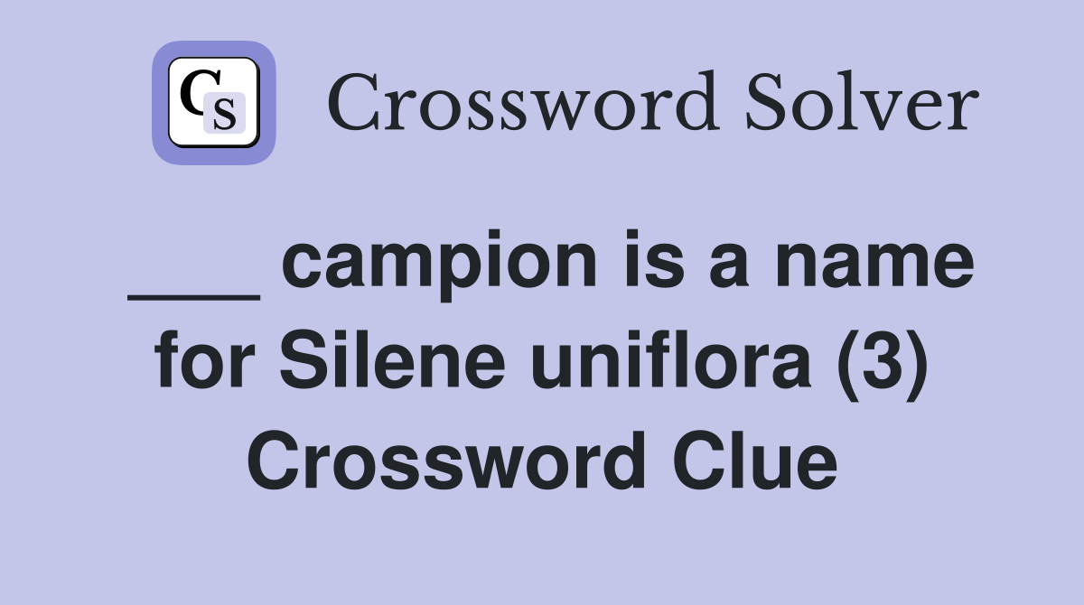___ campion is a name for Silene uniflora (3) Crossword Clue
