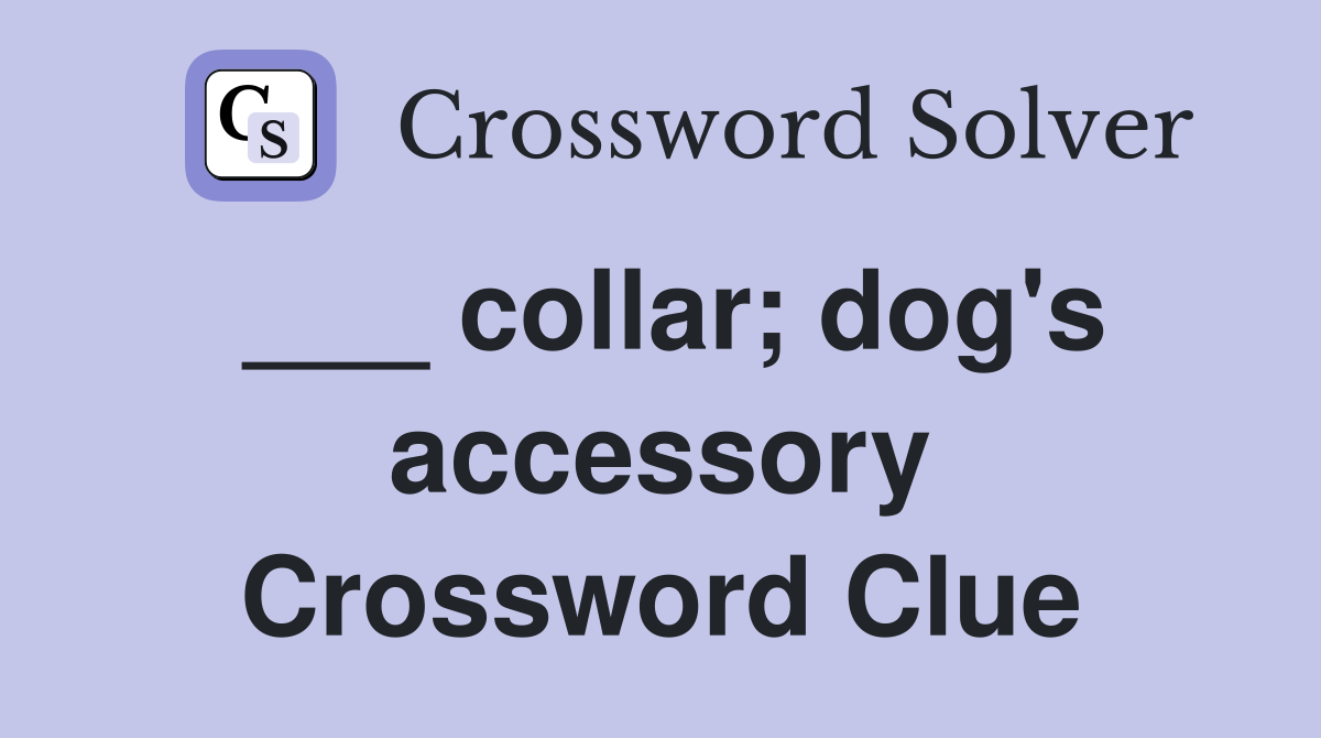 ___ collar; dog's accessory Crossword Clue