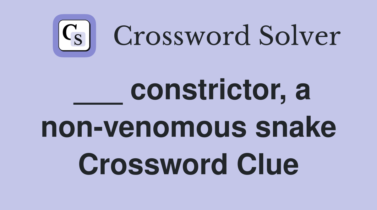 ___ constrictor, a non-venomous snake Crossword Clue