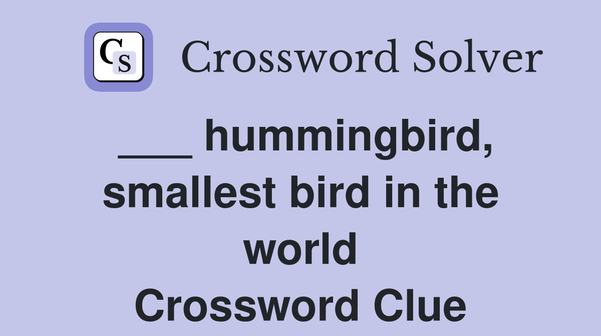 ___ hummingbird, smallest bird in the world Crossword Clue