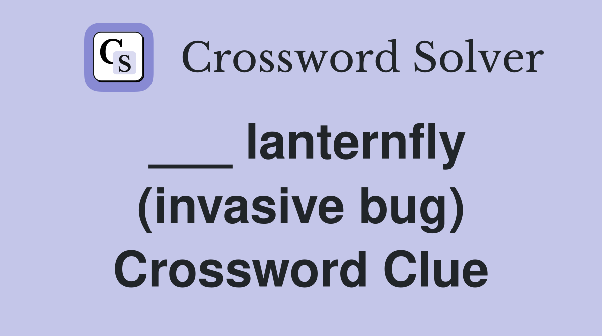 ___ lanternfly (invasive bug) Crossword Clue