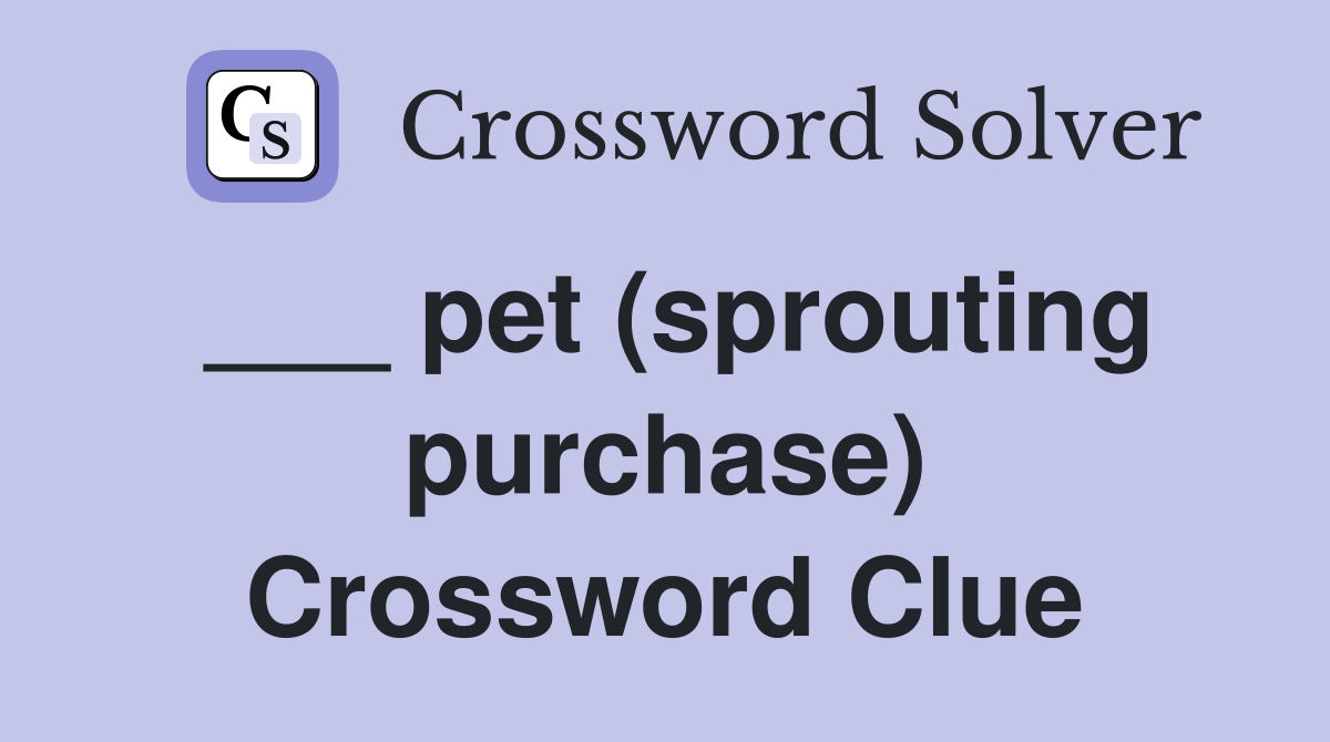 ___ pet (sprouting purchase) Crossword Clue