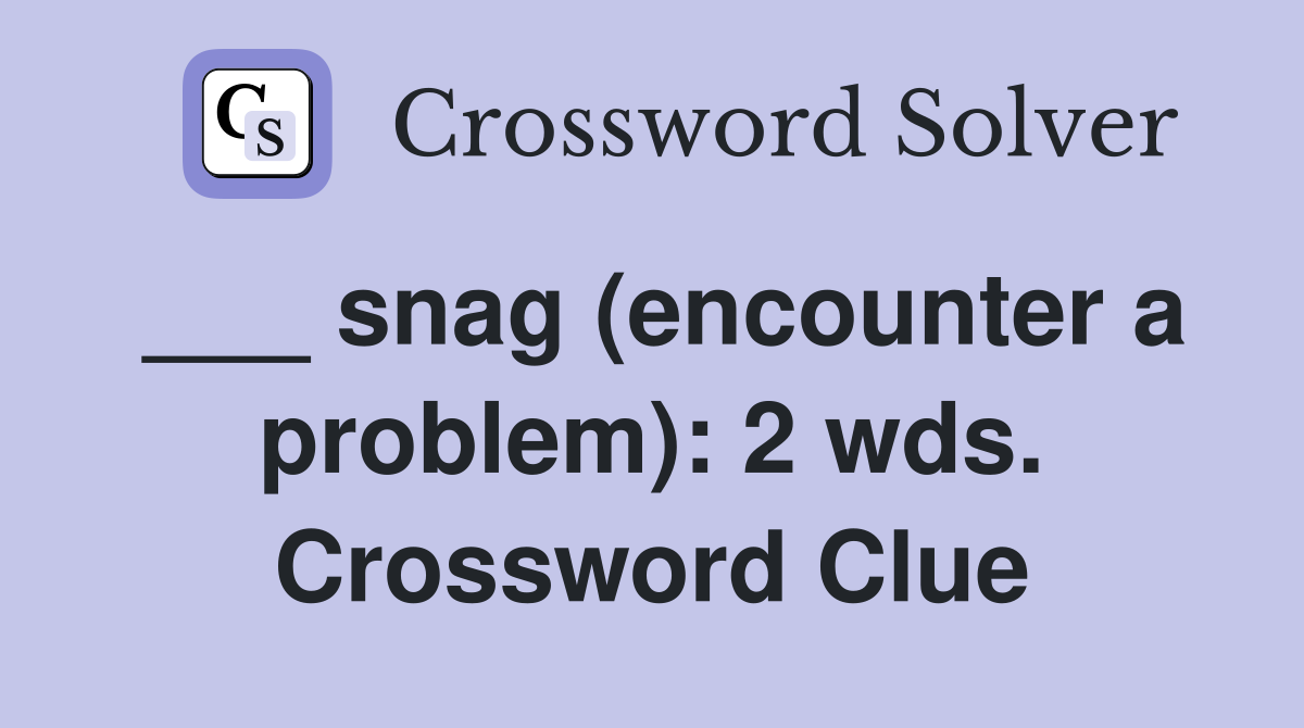 ___ snag (encounter a problem): 2 wds. Crossword Clue