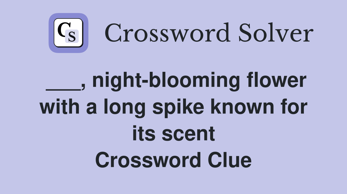 ___, night-blooming flower with a long spike known for its scent Crossword Clue