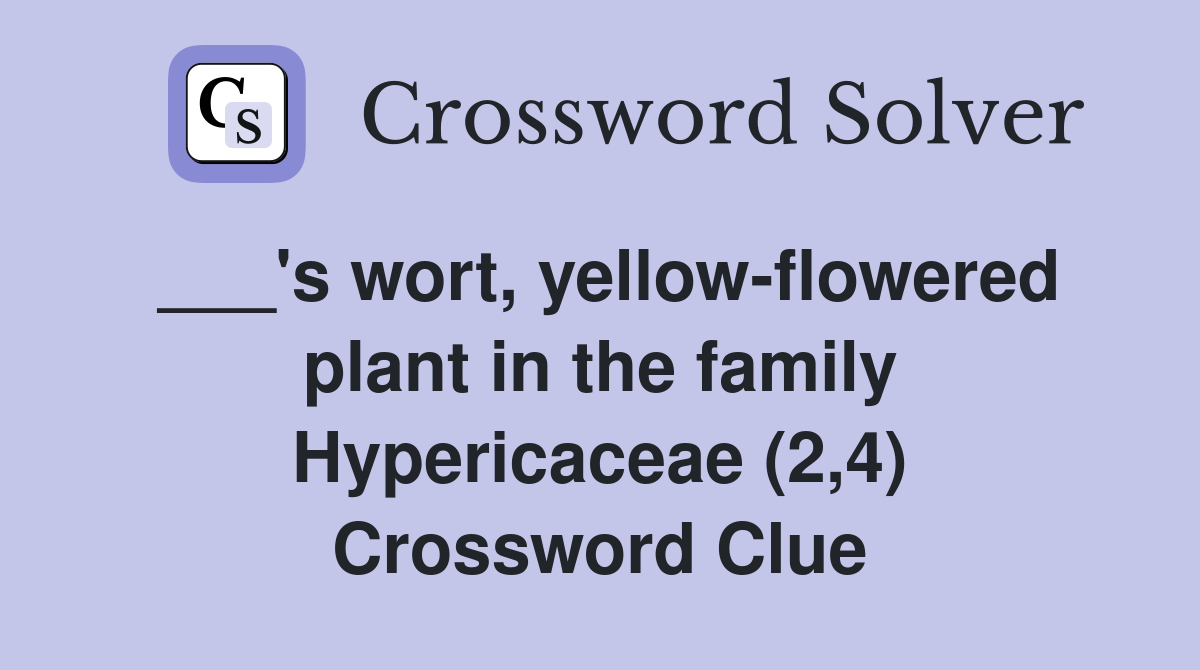 ___'s wort, yellow-flowered plant in the family Hypericaceae (2,4) Crossword Clue