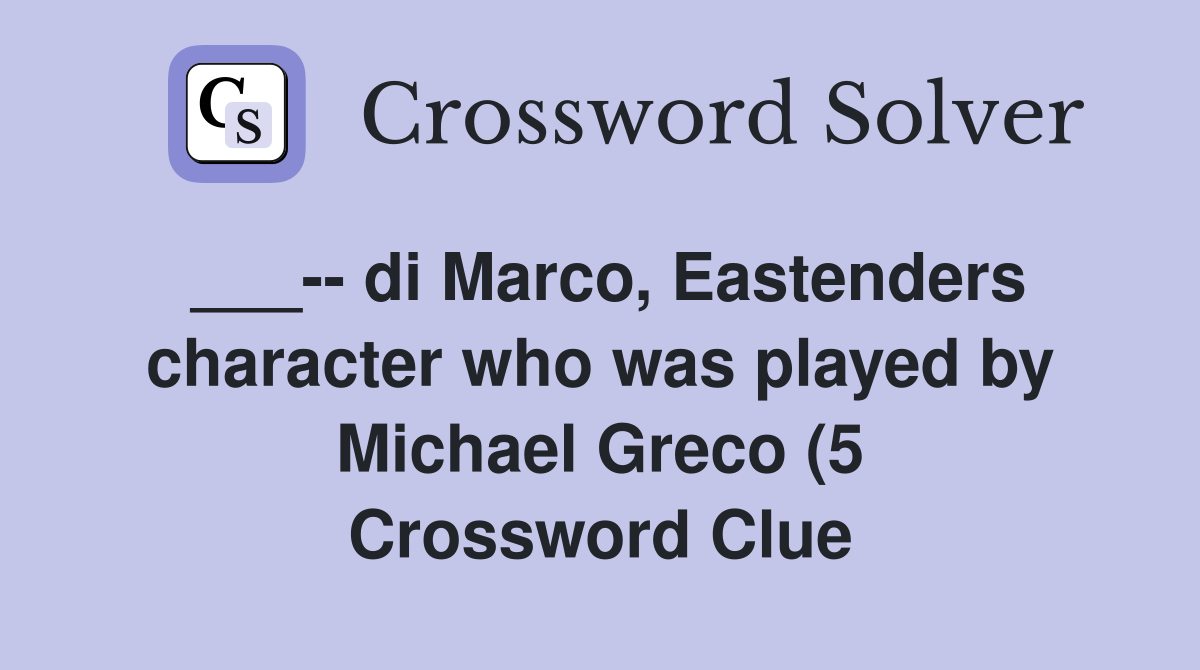 di Marco Eastenders character who was played by Michael Greco (5 di Marco Eastenders character who was played by Michael Greco (5