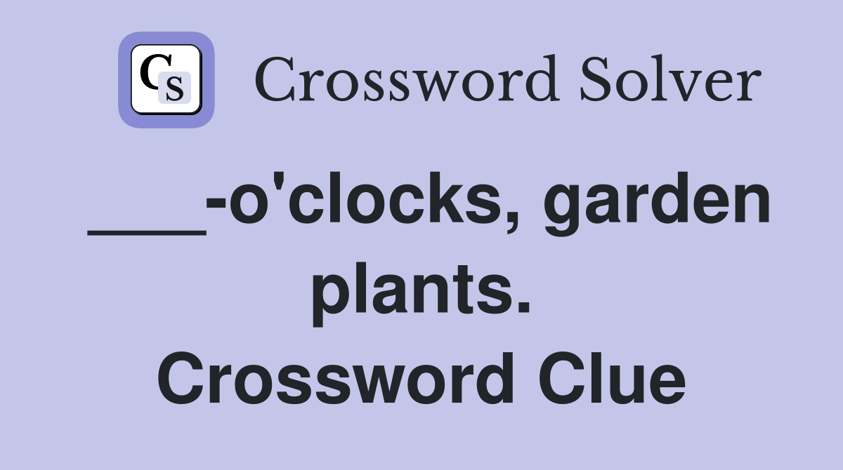 ___-o'clocks, garden plants. Crossword Clue