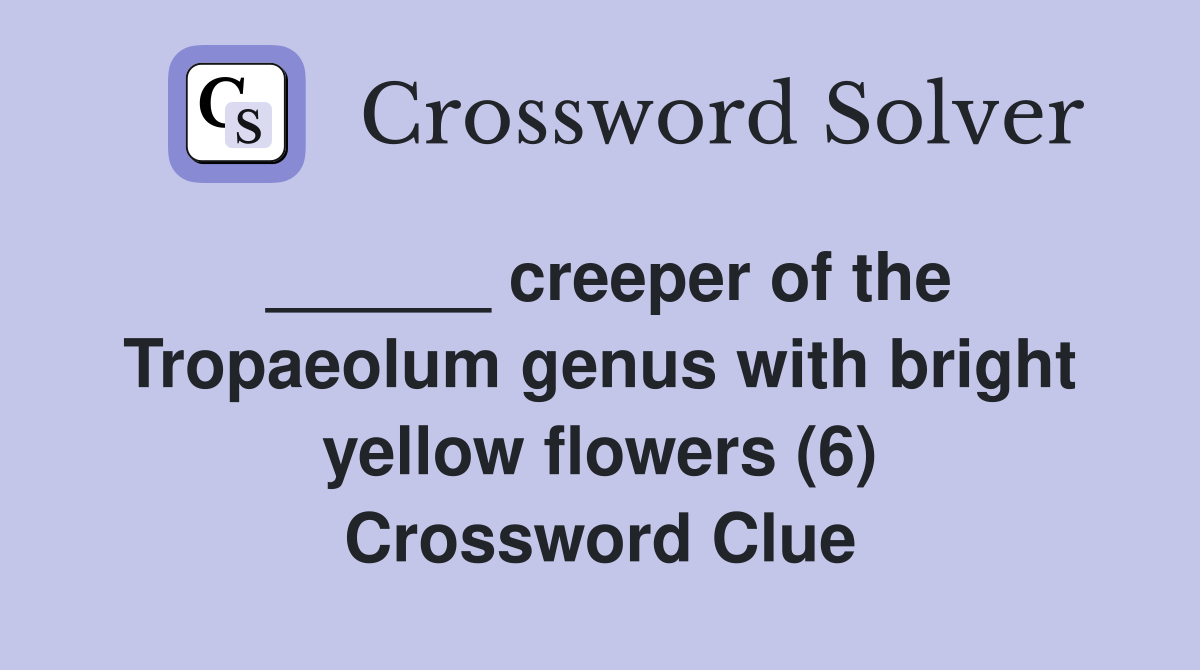 ______ creeper of the Tropaeolum genus with bright yellow flowers (6) Crossword Clue